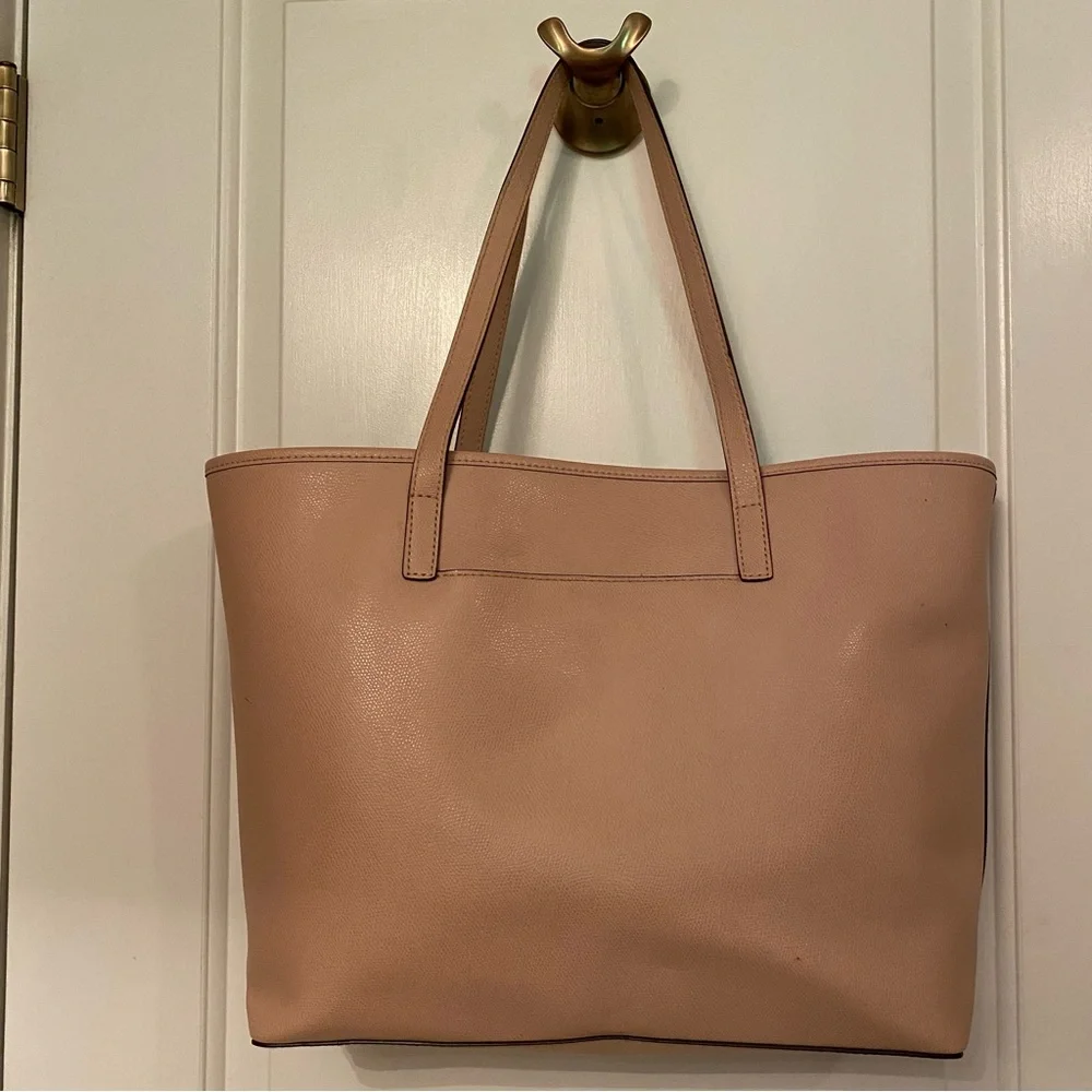 MICHAEL KORS TOTE BAG PINK SAFFIANO TEXTURED LEATHER 2 STRAPS ZIP CENTER LARGE